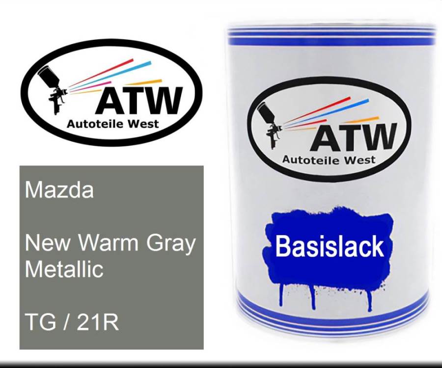 Mazda, New Warm Gray Metallic, TG / 21R: 500ml Lackdose, von ATW Autoteile West.